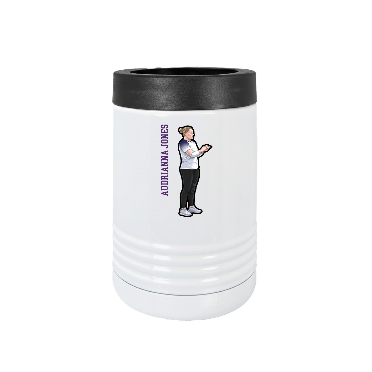 Beverage Holder — Name Vertical in White