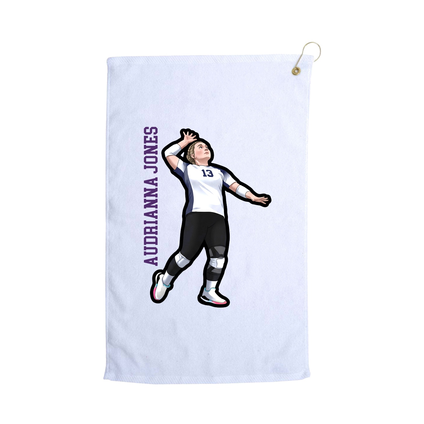 Golf Towel — Name Vertical in White