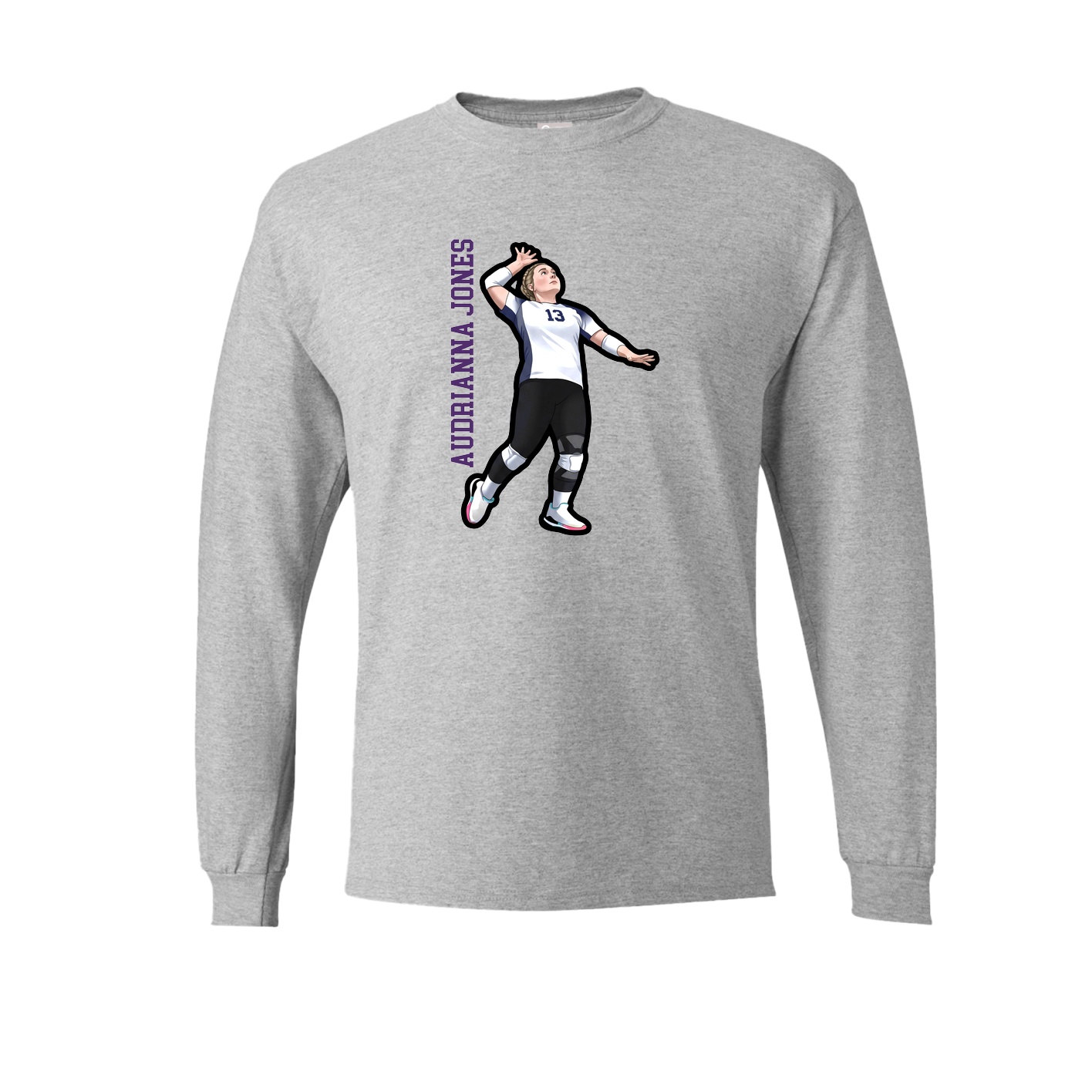 Long Sleeve Tee — Name Vertical in Grey