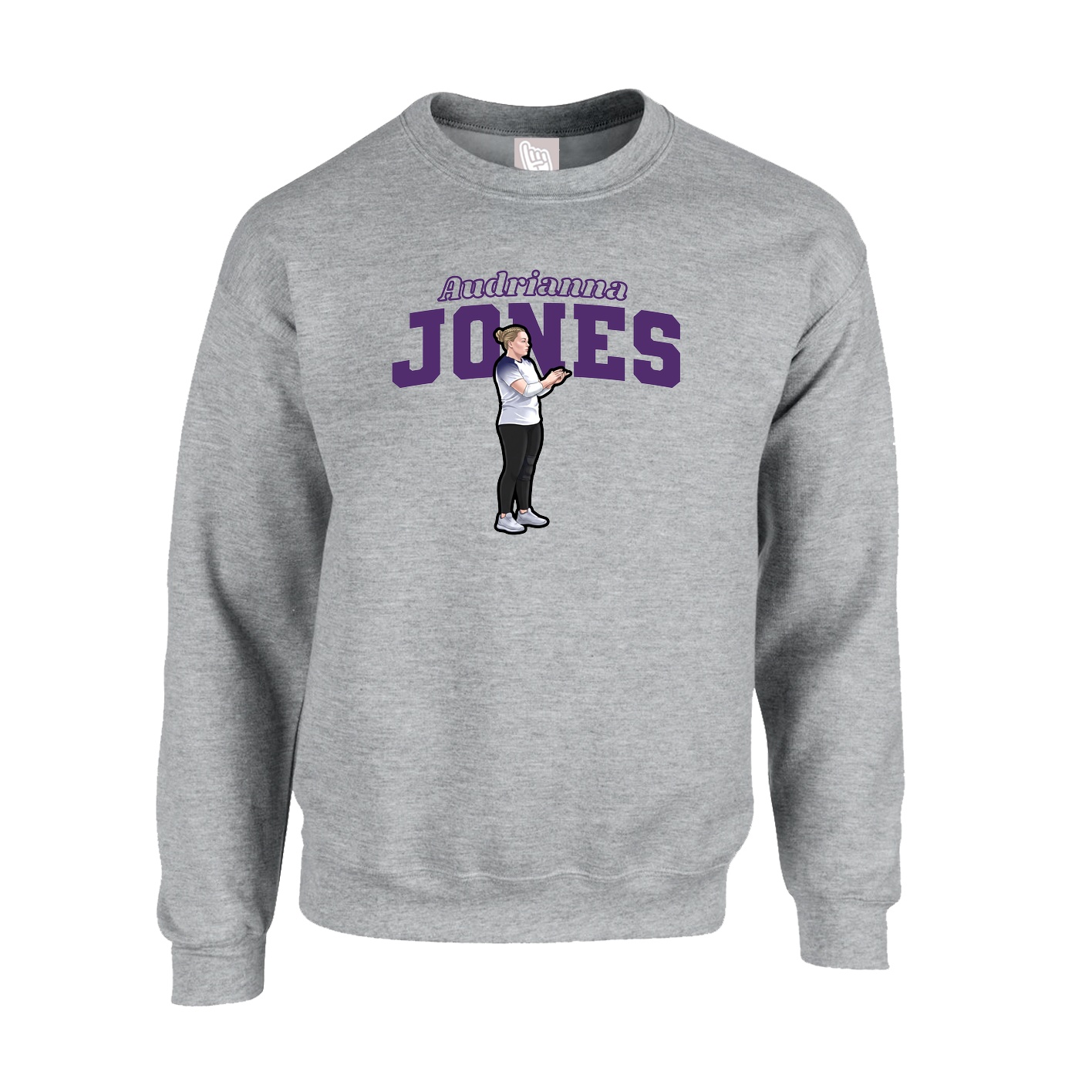 Fleece Crew — Name Arch in Grey