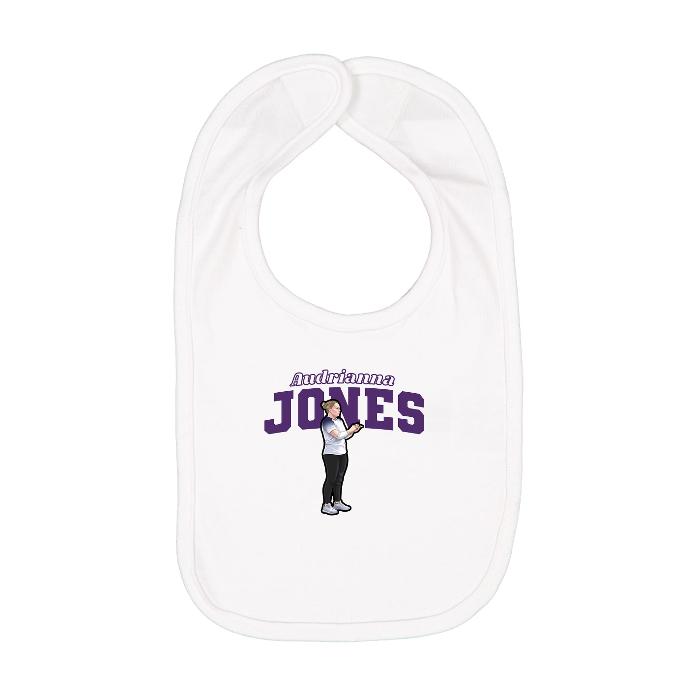 Infant Bib — Name Arch in White