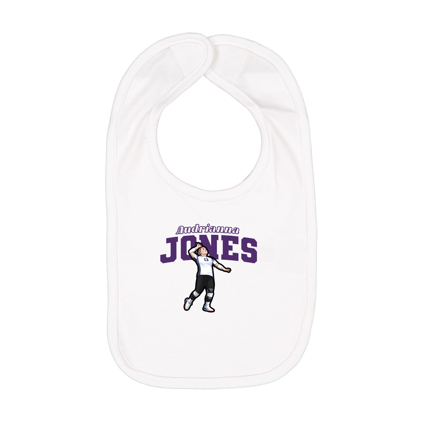 Infant Bib — Name Arch in White