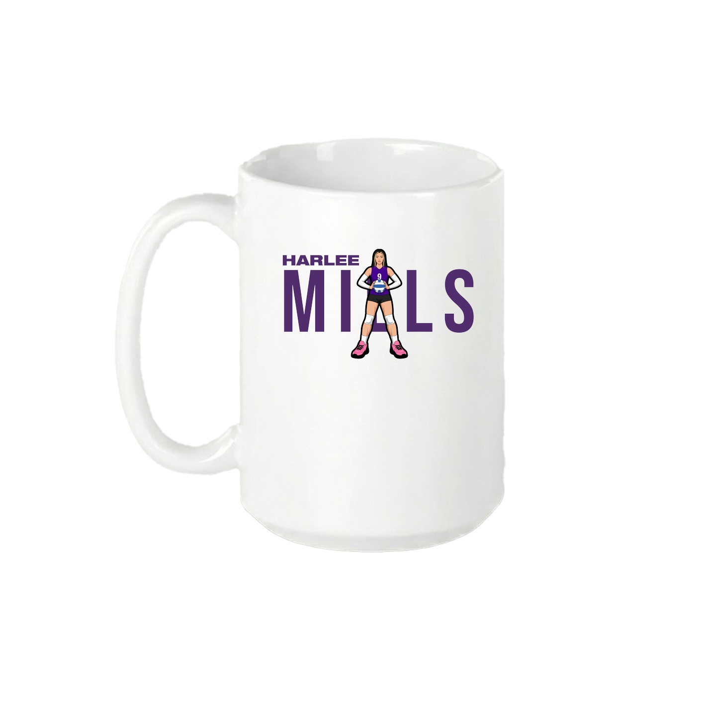 15oz Coffee Mug — Player Name in White