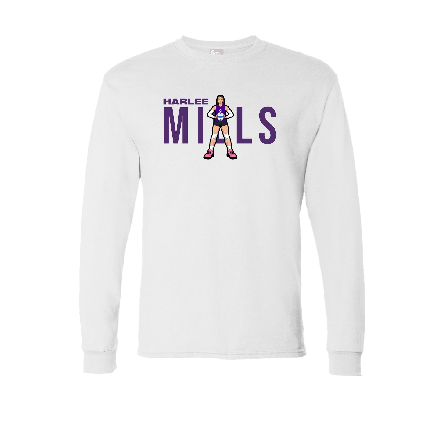 Long Sleeve Tee — Player Name in White