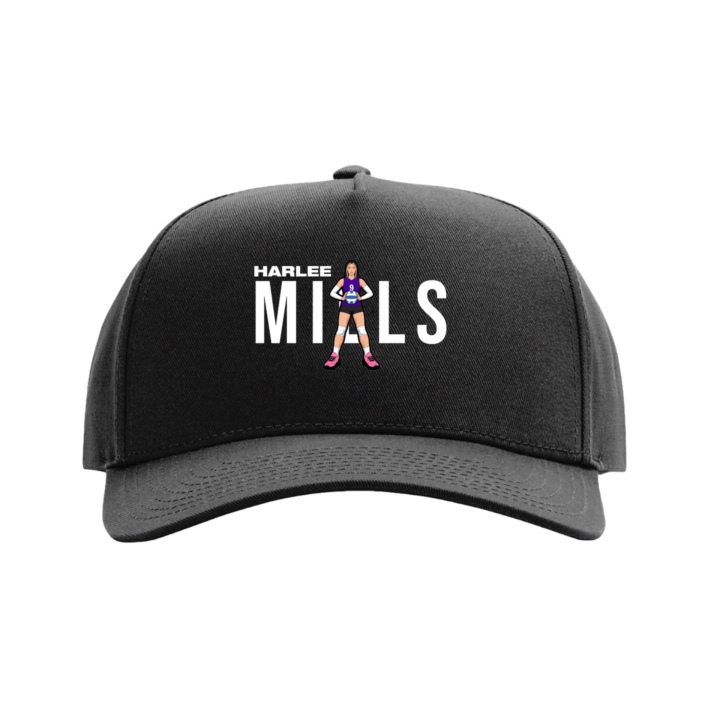 Full Fabric Five-Panel Champ Cap — Player Name in Black