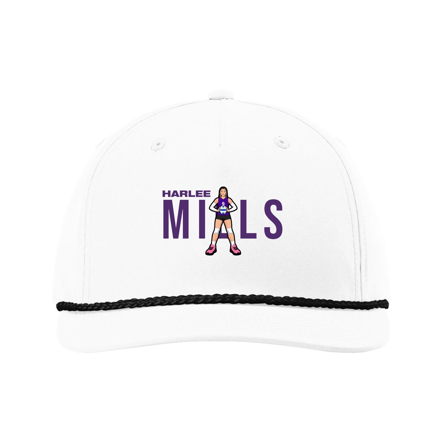 Five-Panel Classic Rope Cap — Player Name in White
