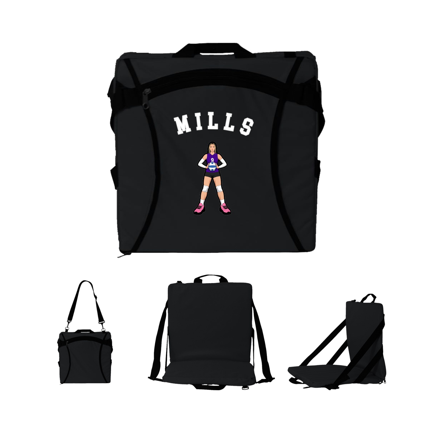 Folding Stadium Seat — Shirsey Arch in Black