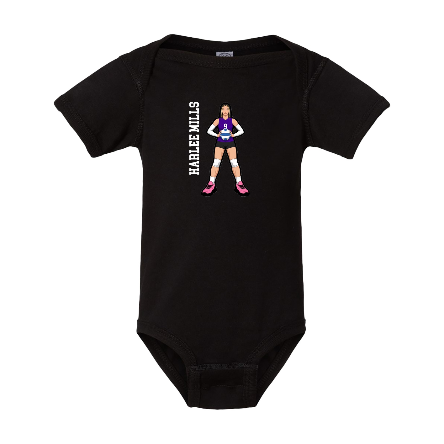 Baby Onesie — Name Vertical in Black