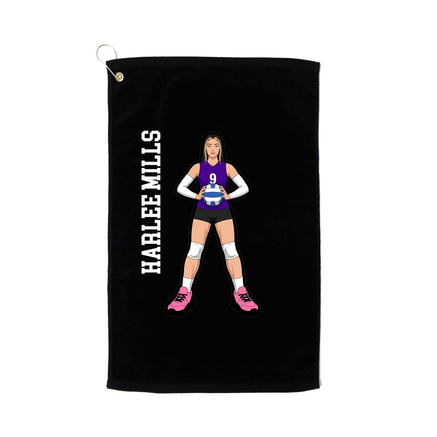 Golf Towel — Name Vertical in Black