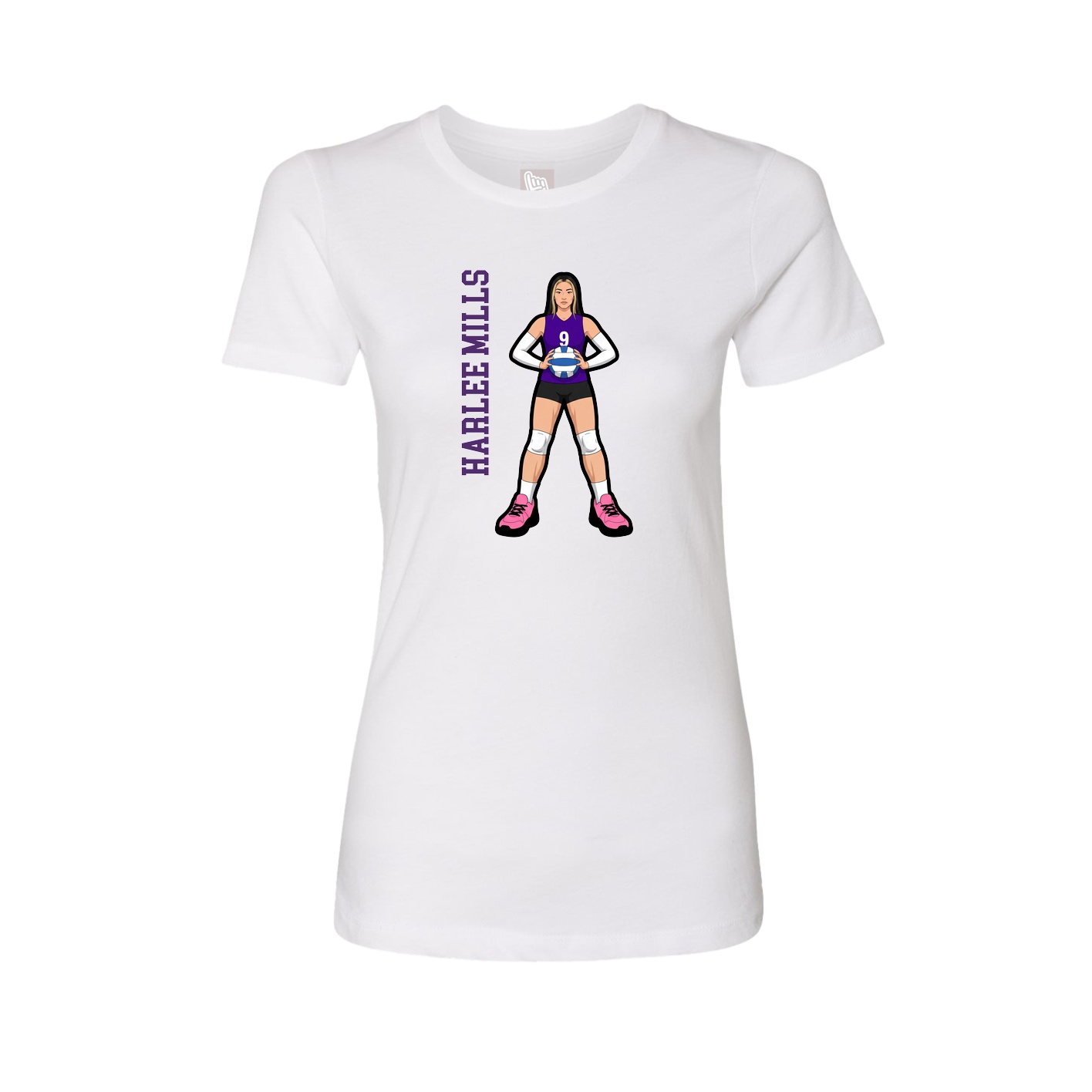 Fitted Women's Tee — Name Vertical in White