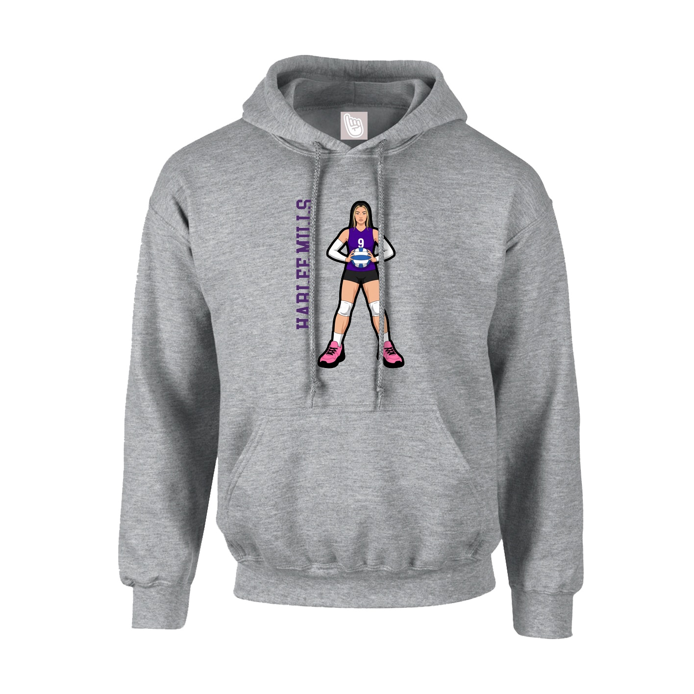 Youth Hoodie — Name Vertical in Grey