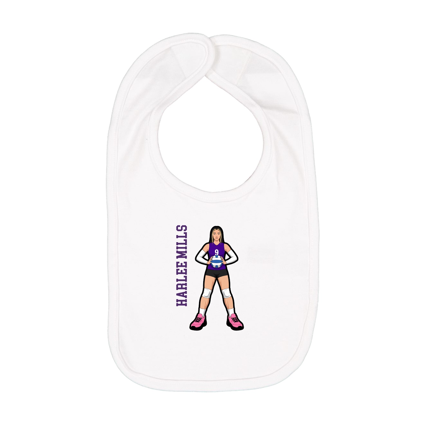 Infant Bib — Name Vertical in White