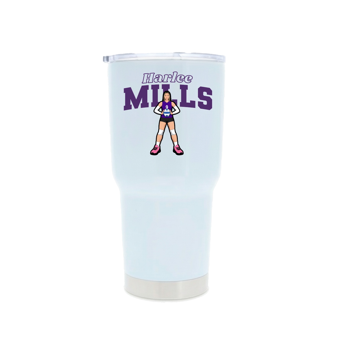 30oz Stainless Steel Tumbler — Name Arch in White