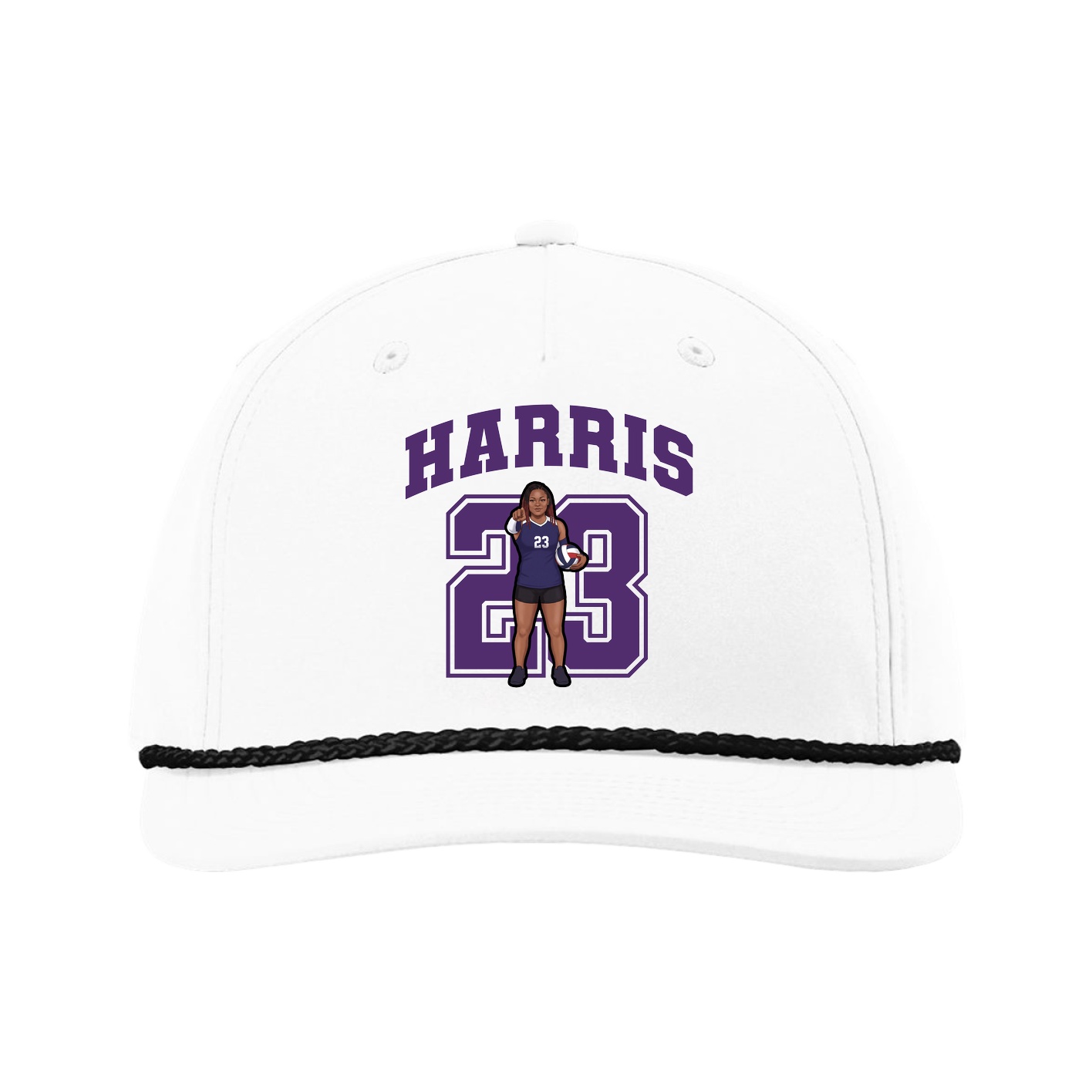 Five-Panel Classic Rope Cap — Number in White