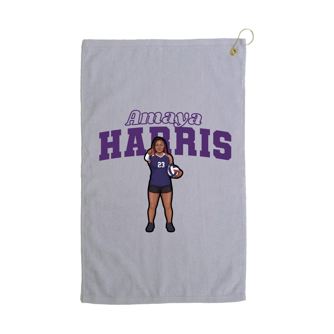 Golf Towel — Name Arch in Grey