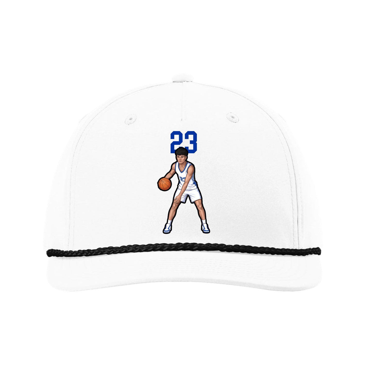 Five-Panel Classic Rope Cap — Number Top in White