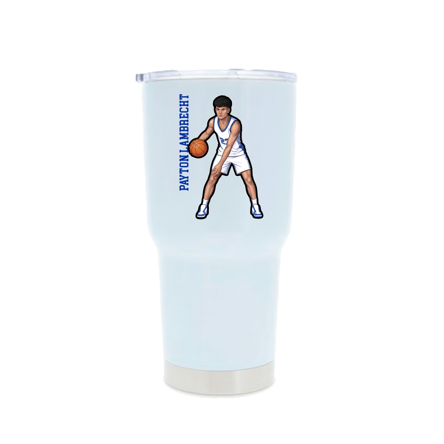30oz Stainless Steel Tumbler — Name Vertical in White