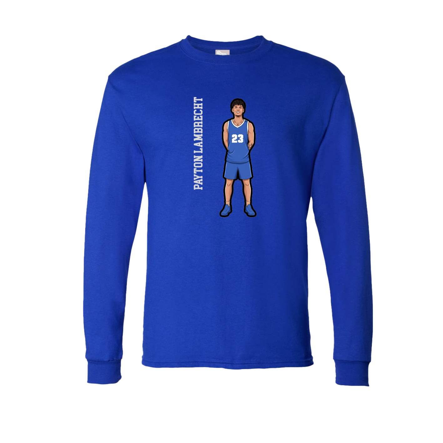Long Sleeve Tee — Name Vertical in Royal