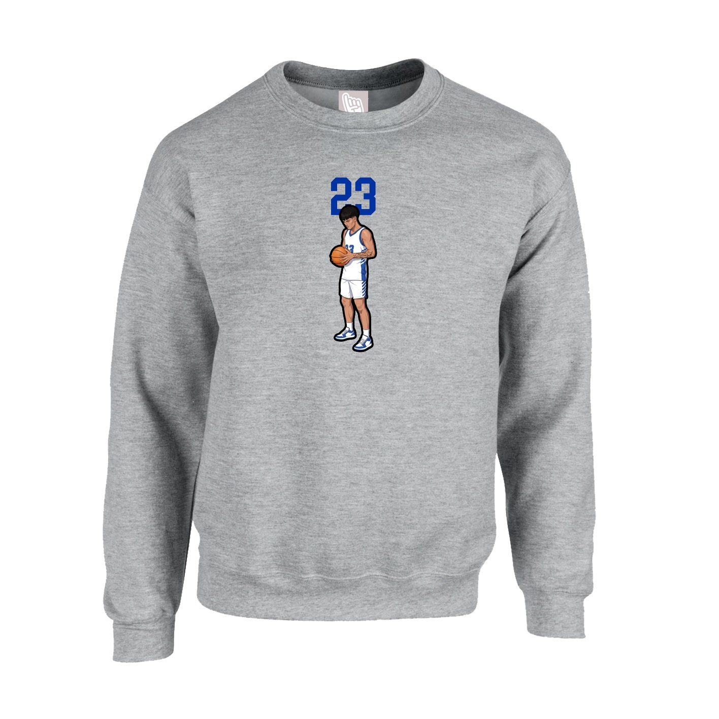 Fleece Crew — Number Top in Grey