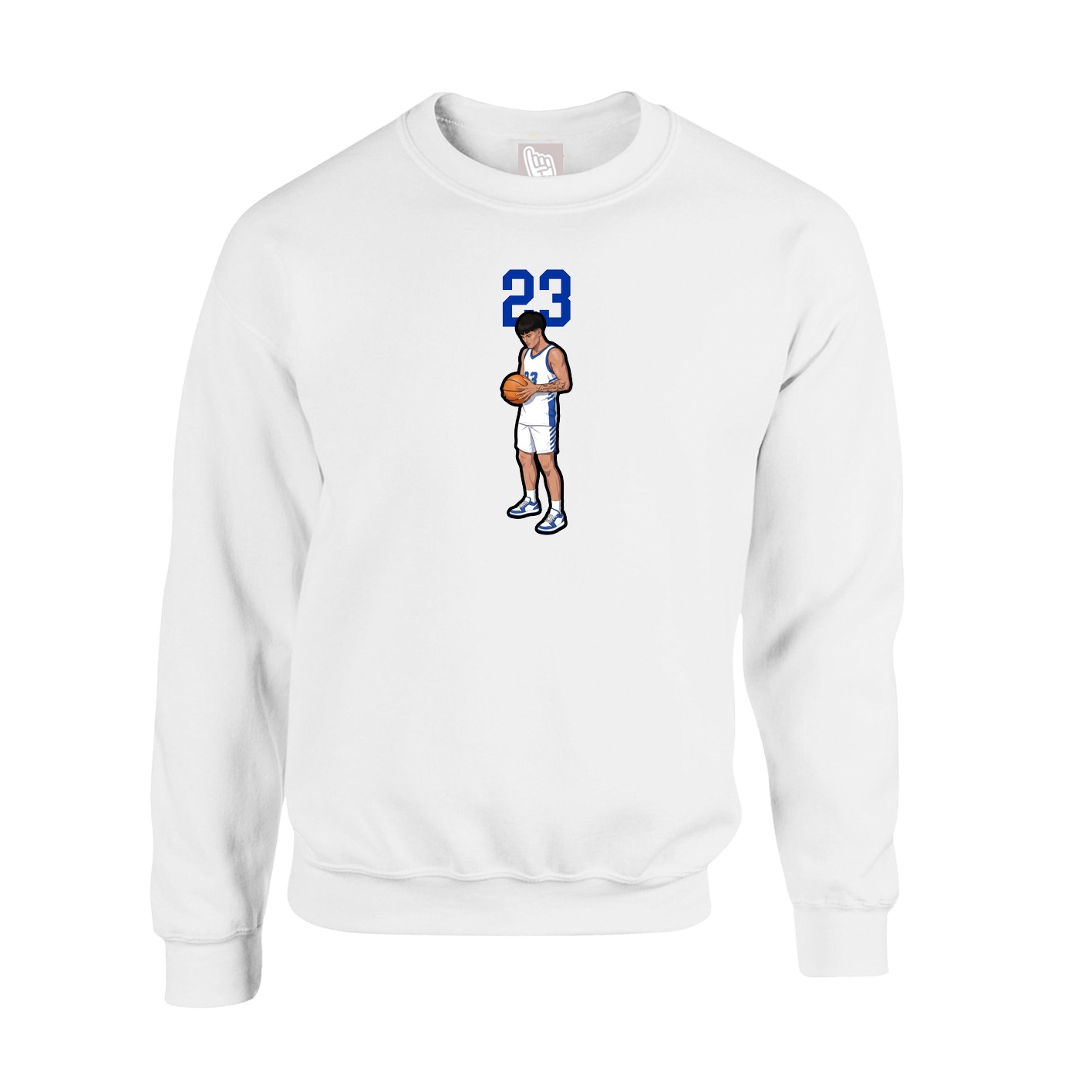 Fleece Crew — Number Top in White