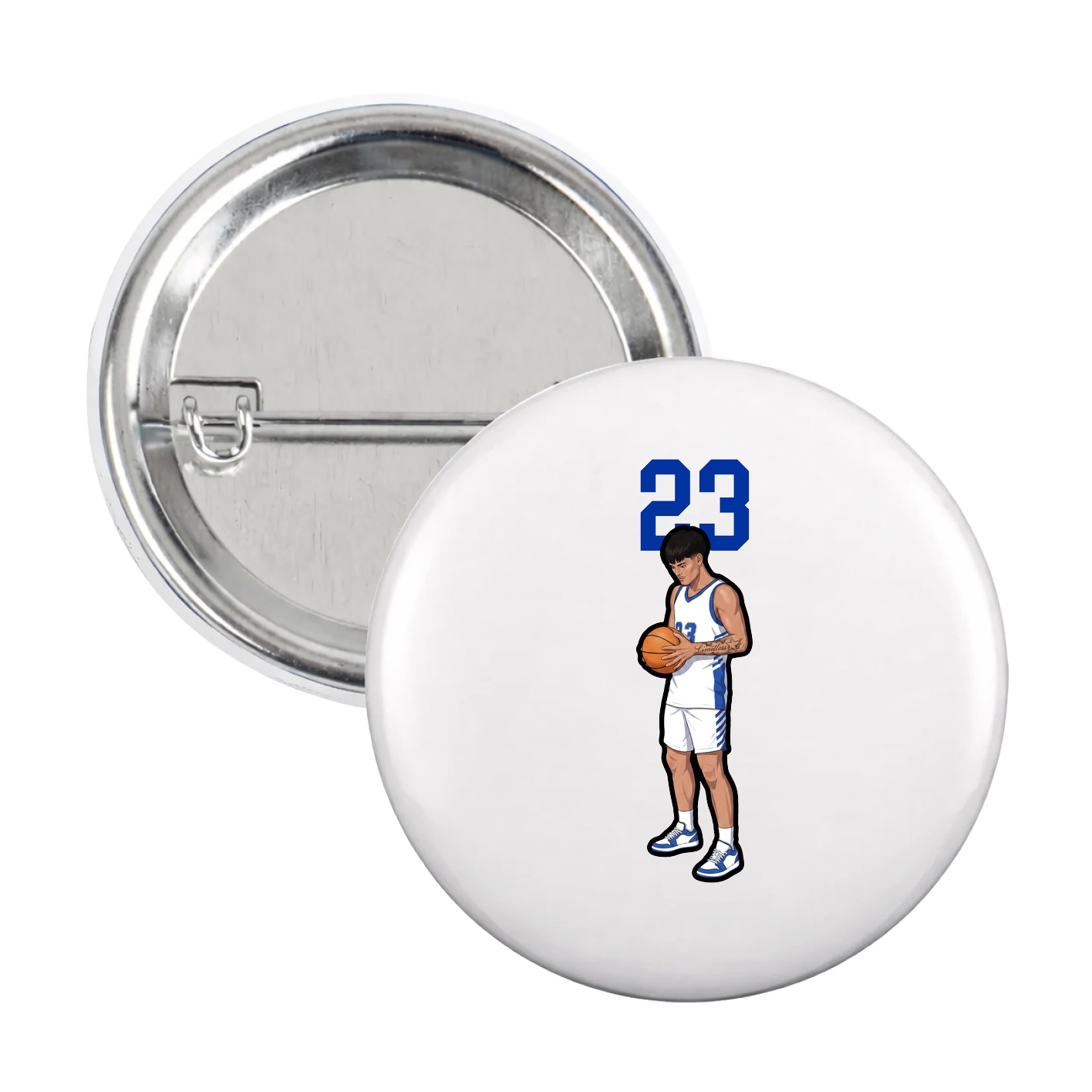 Game Day Button — Number Top in White