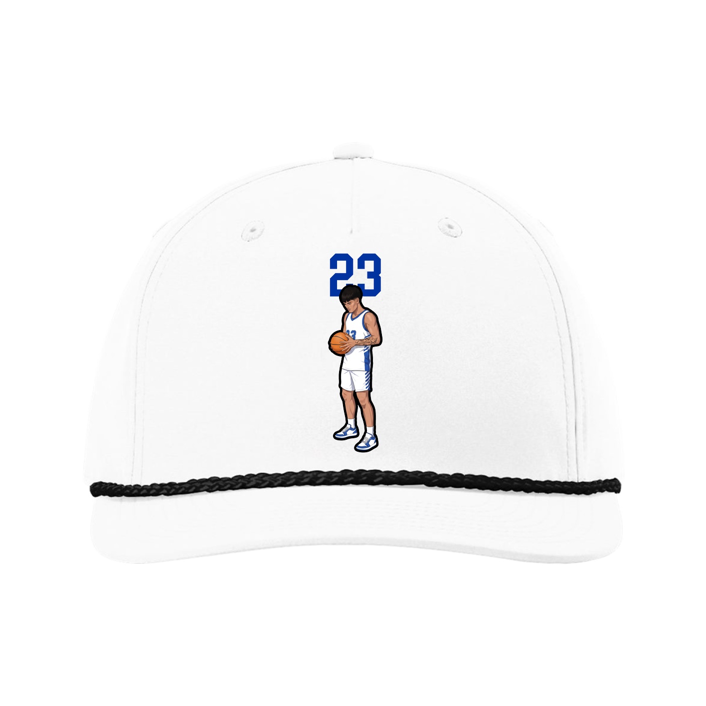 Five-Panel Classic Rope Cap — Number Top in White