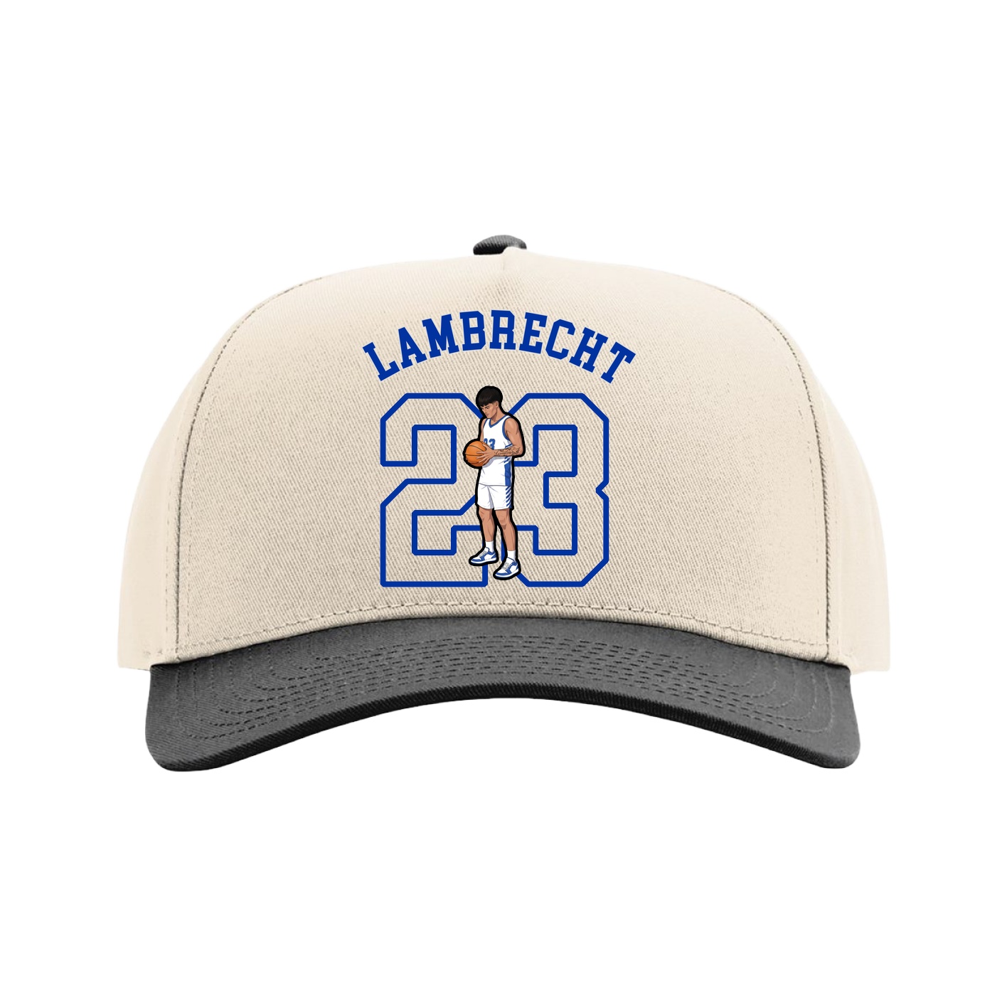Full Fabric Five-Panel Champ Cap — Shirsey Arch in Cream/Black
