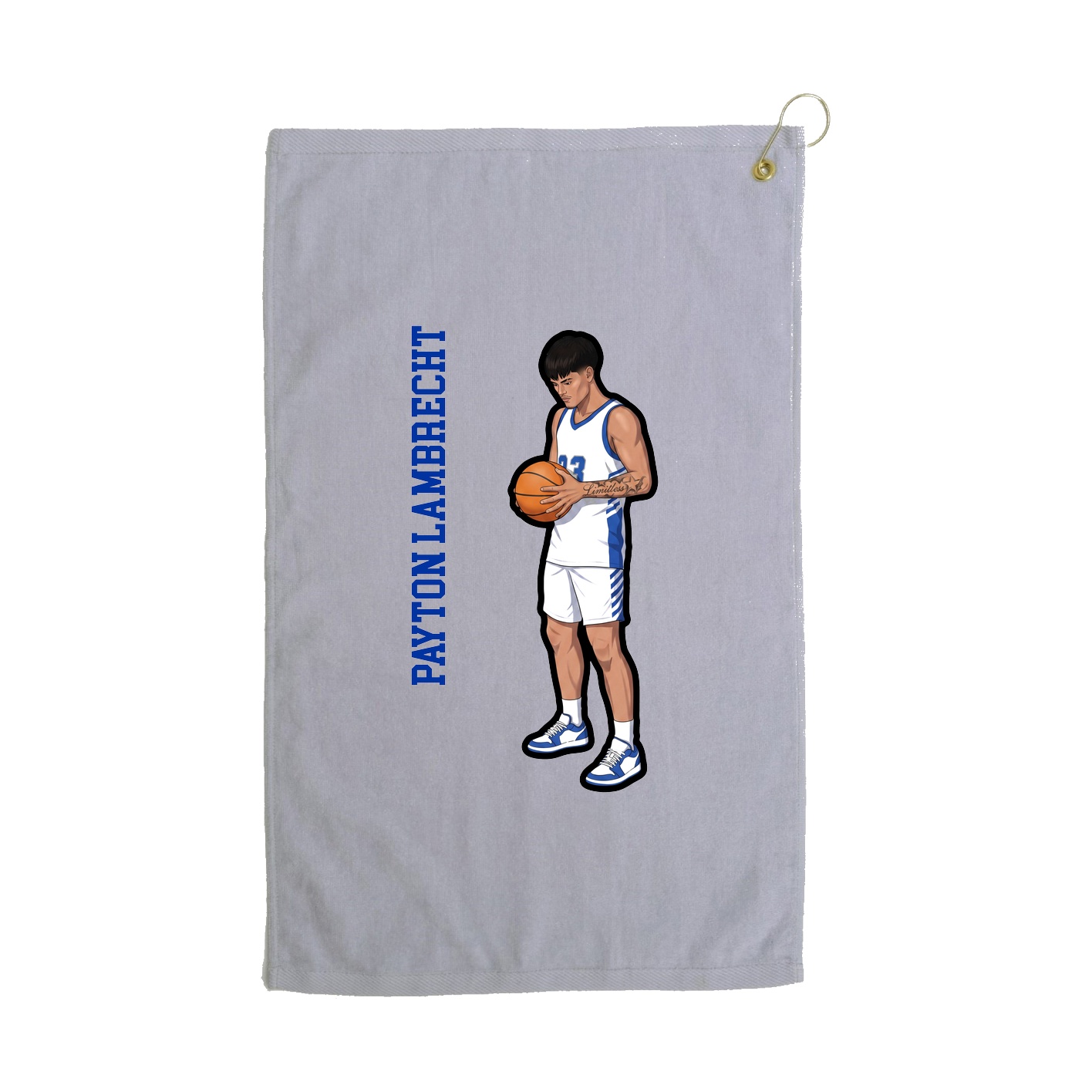 Golf Towel — Name Vertical in Grey