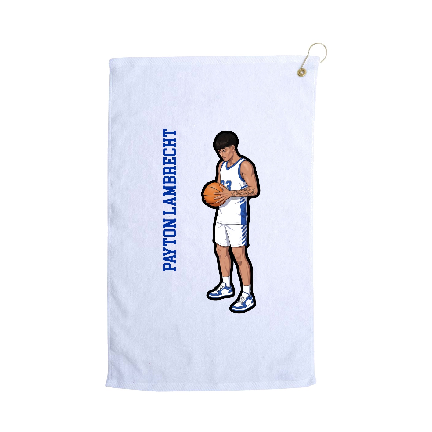Golf Towel — Name Vertical in White