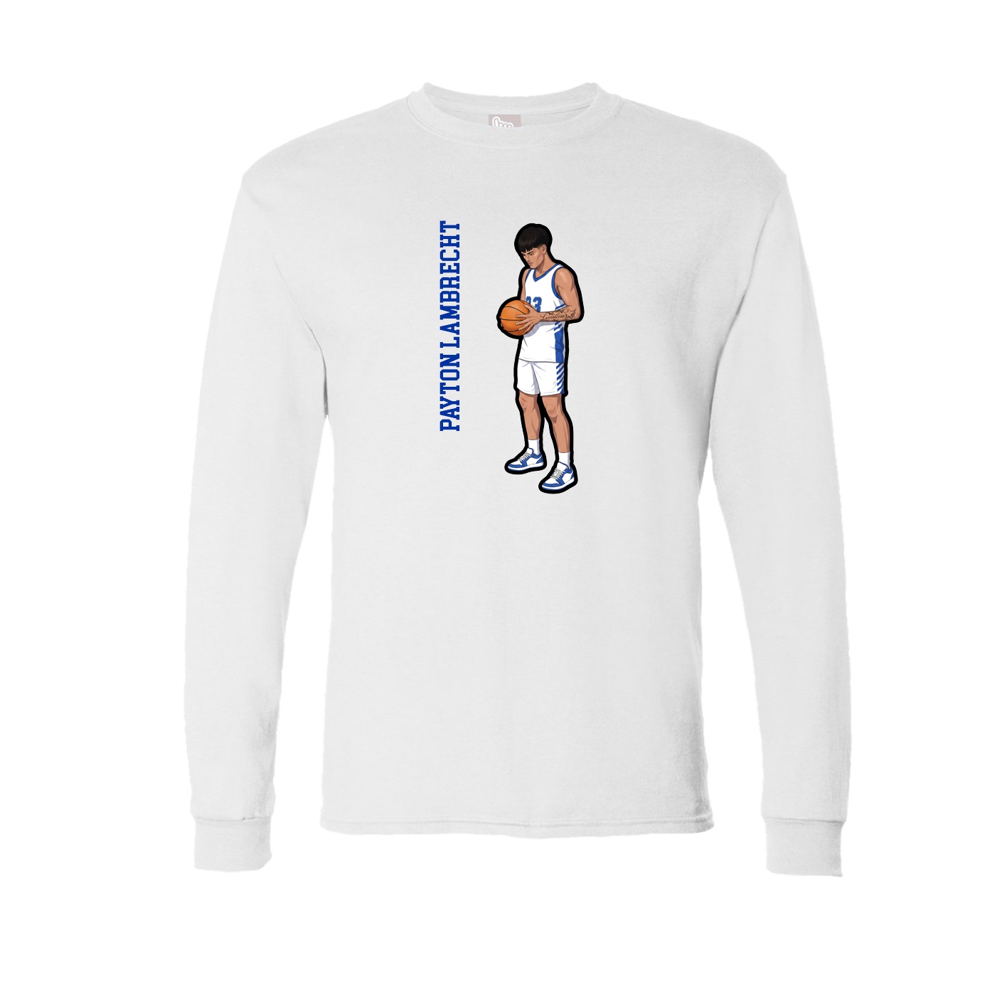 Long Sleeve Tee — Name Vertical in White