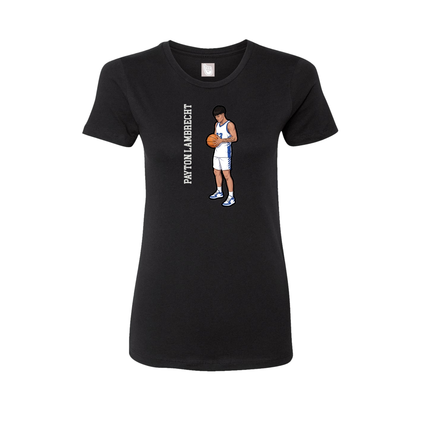 Womens Tee — Name Vertical in Black