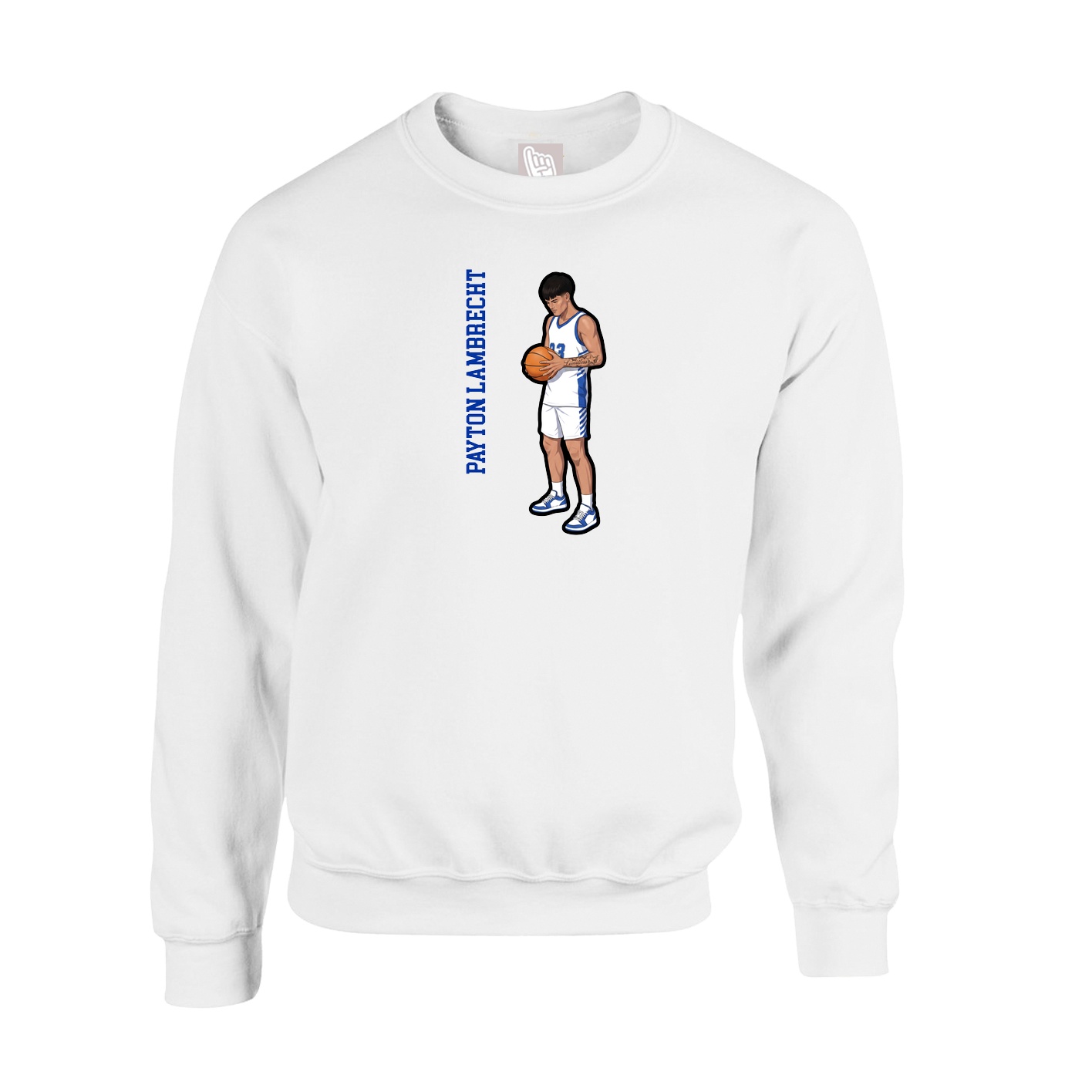 Fleece Crew — Name Vertical in White