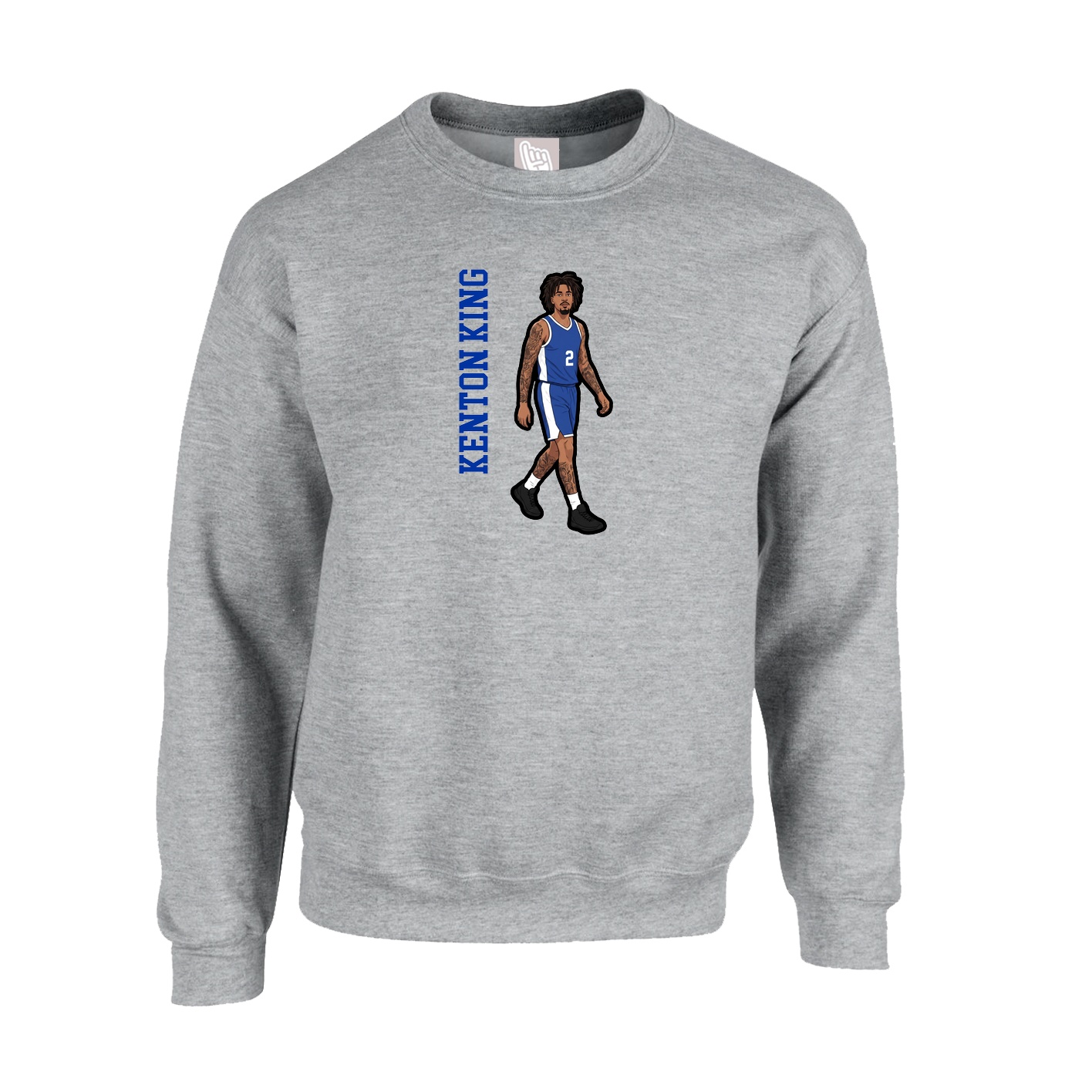 Fleece Crew — Name Vertical in Grey