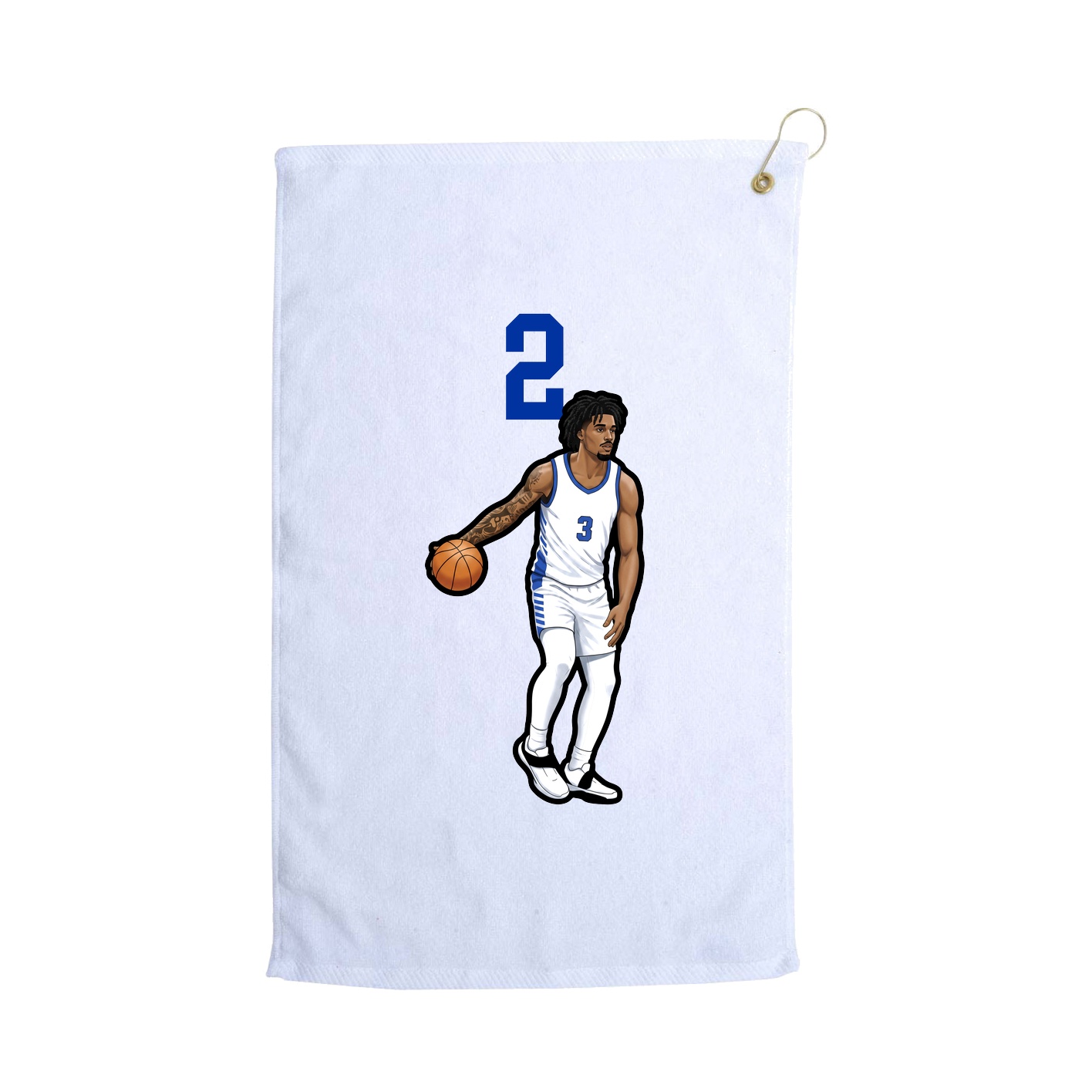 Golf Towel — Number Top in White