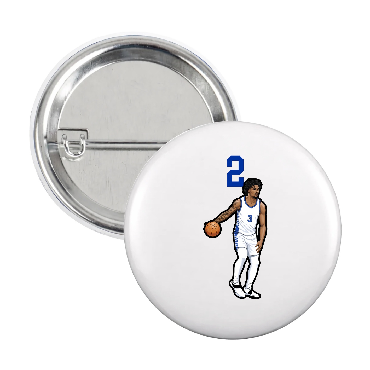 Game Day Button — Number Top in White