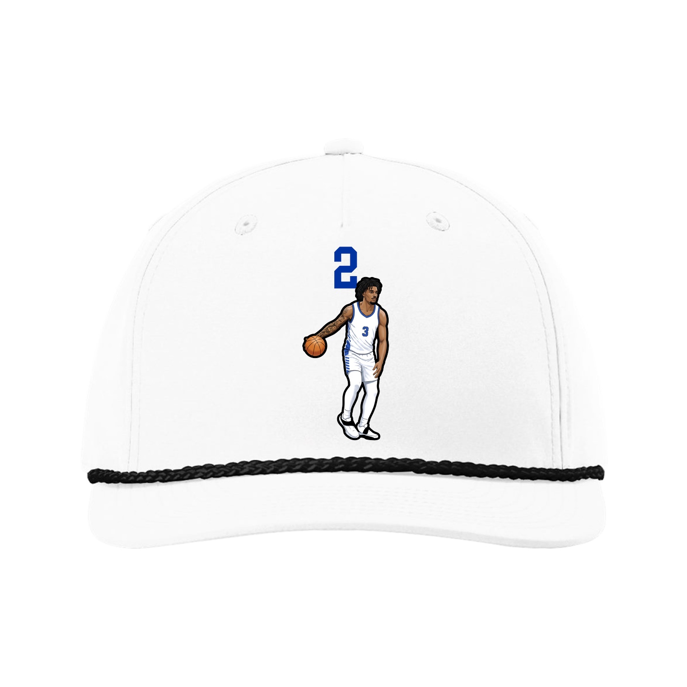 Five-Panel Classic Rope Cap — Number Top in White