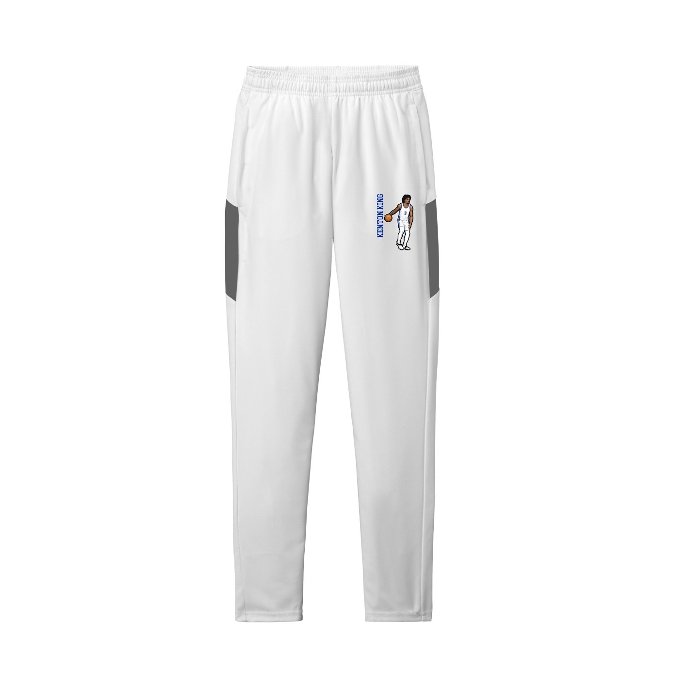 Team Travel Pant — Name Vertical in White/Grey