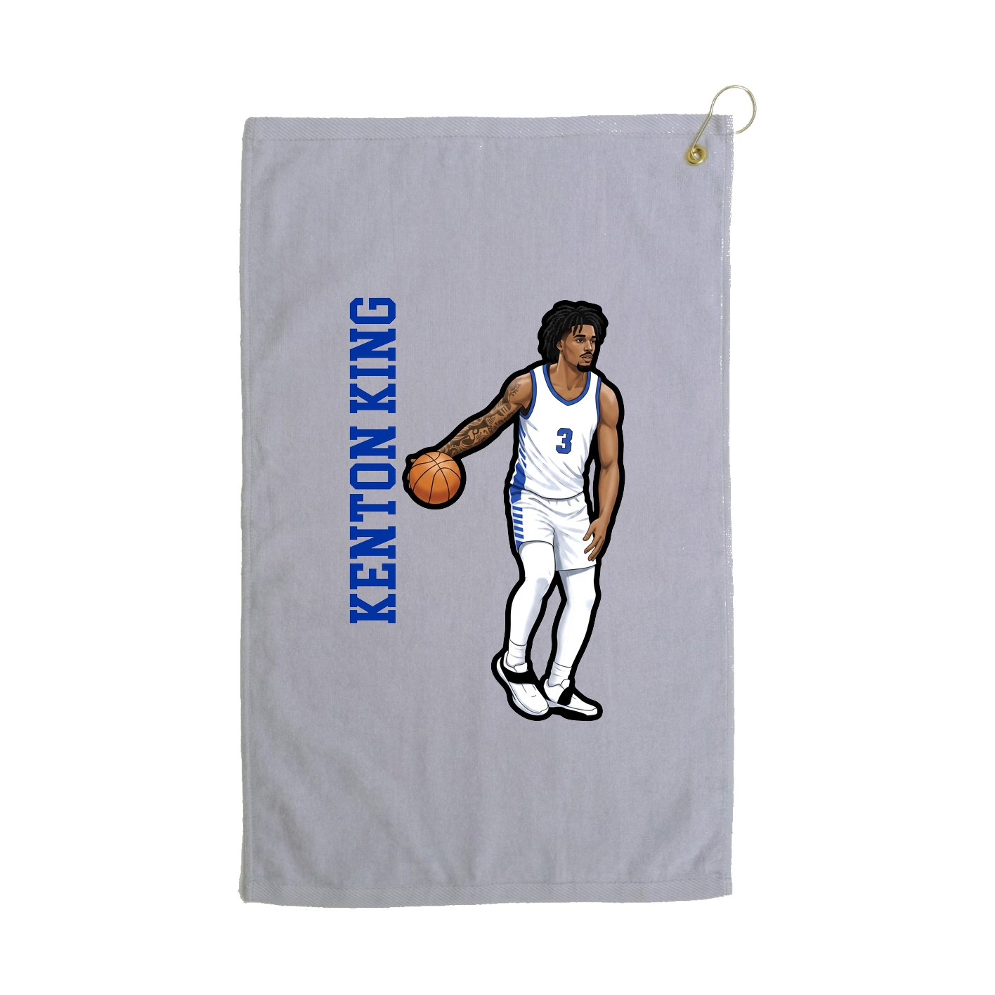 Golf Towel — Name Vertical in Grey