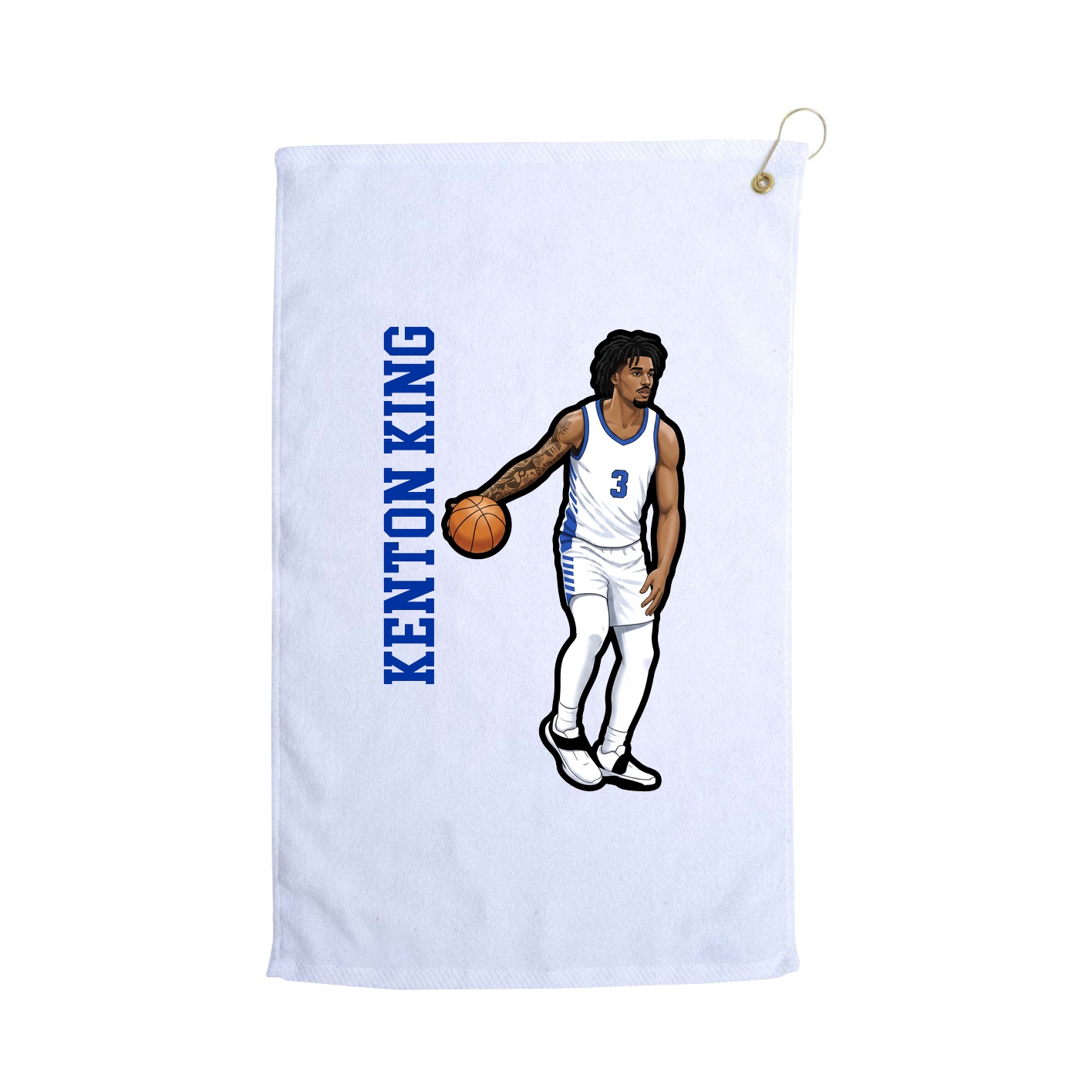 Golf Towel — Name Vertical in White