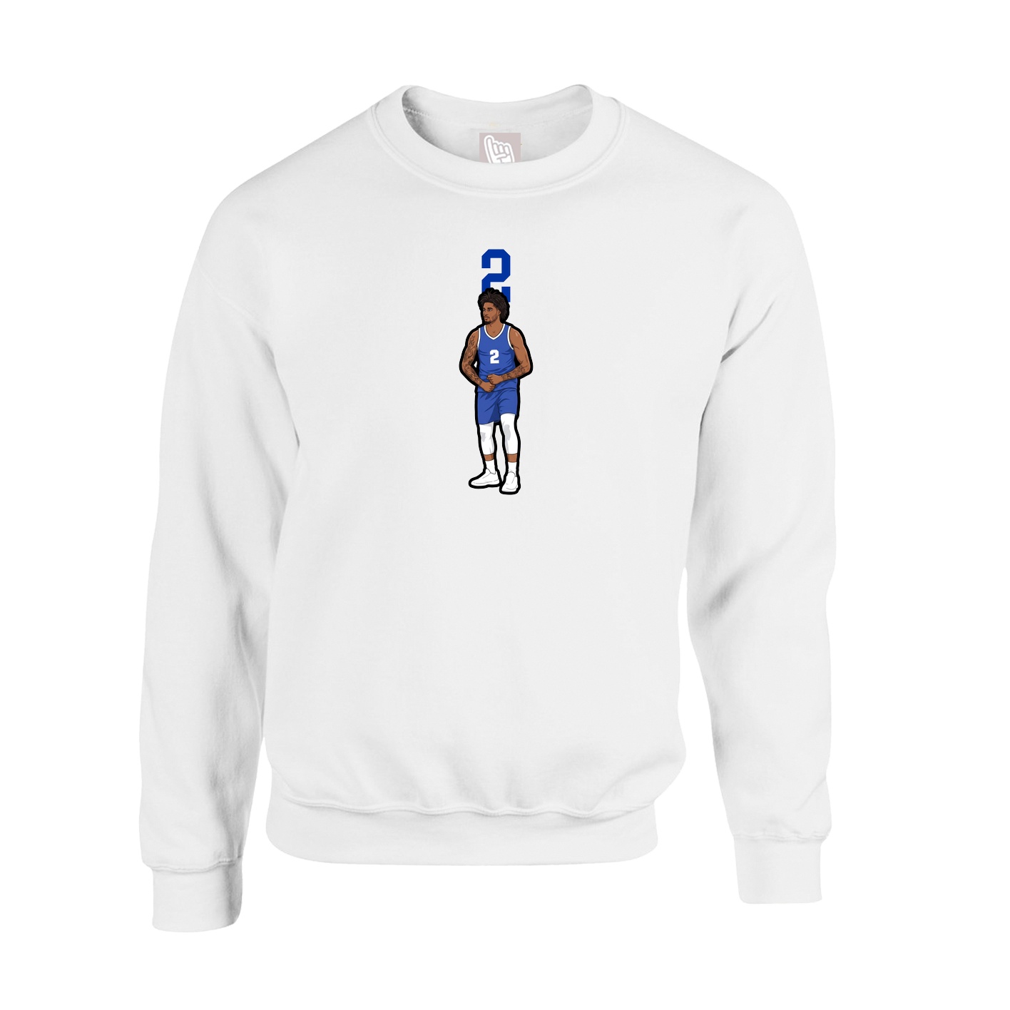 Fleece Crew — Number Top in White