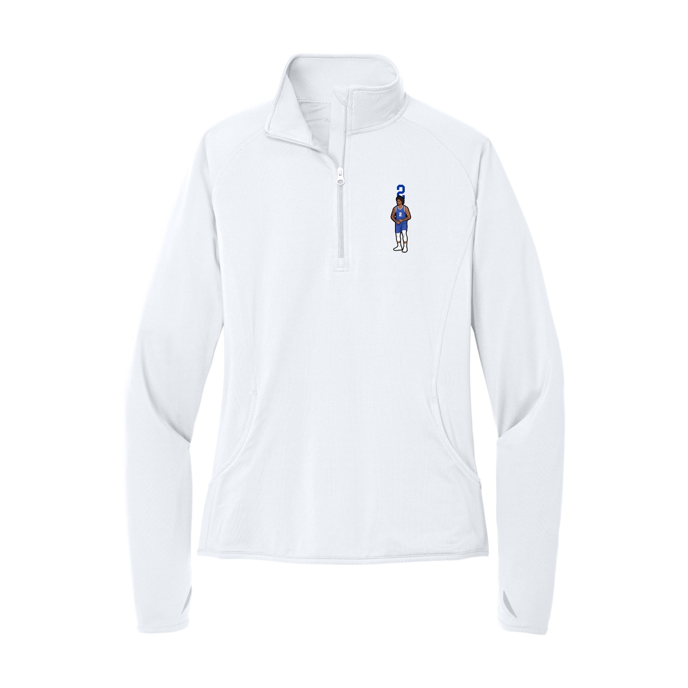 Women's Q-Zip Pullover — Number Top in White