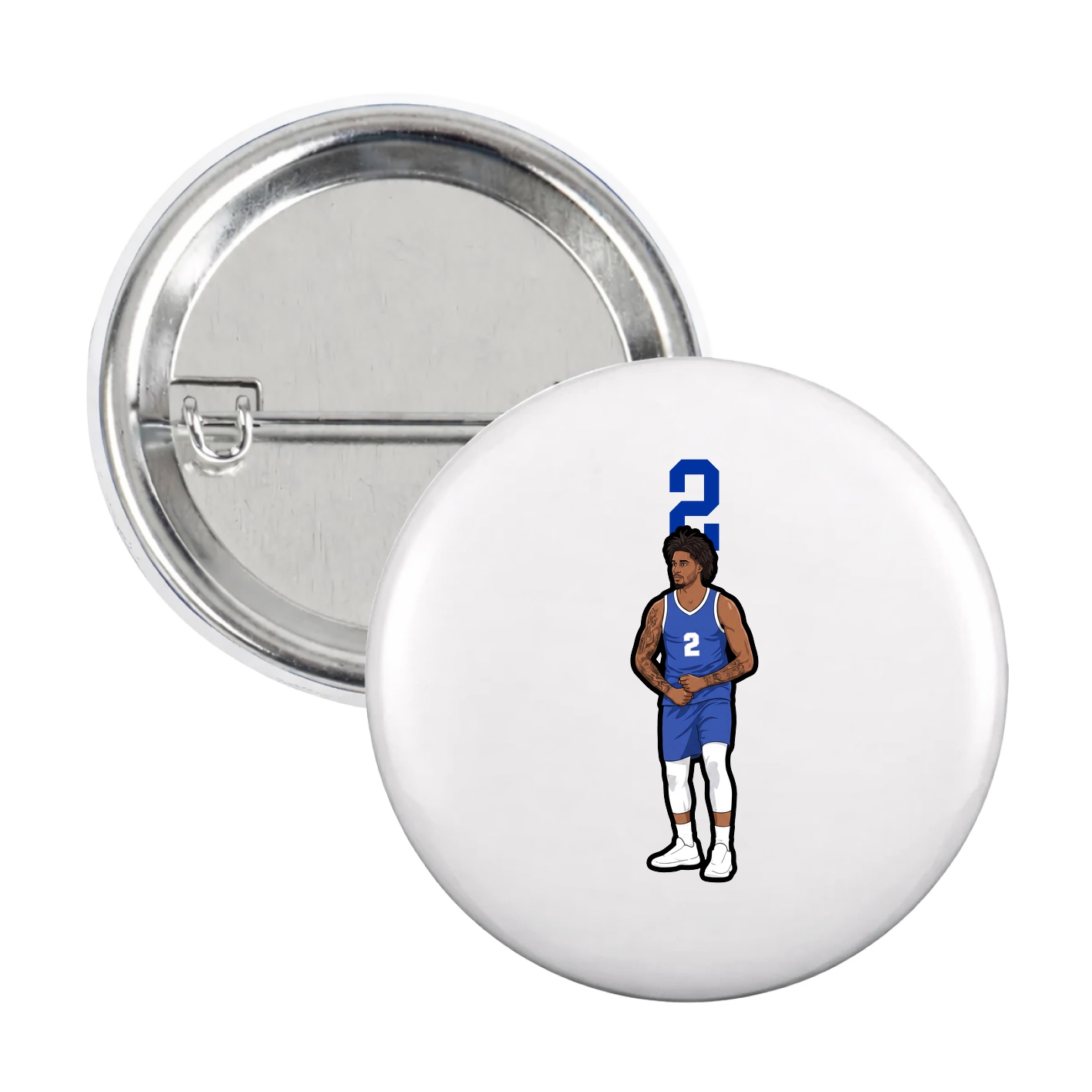 Game Day Button — Number Top in White