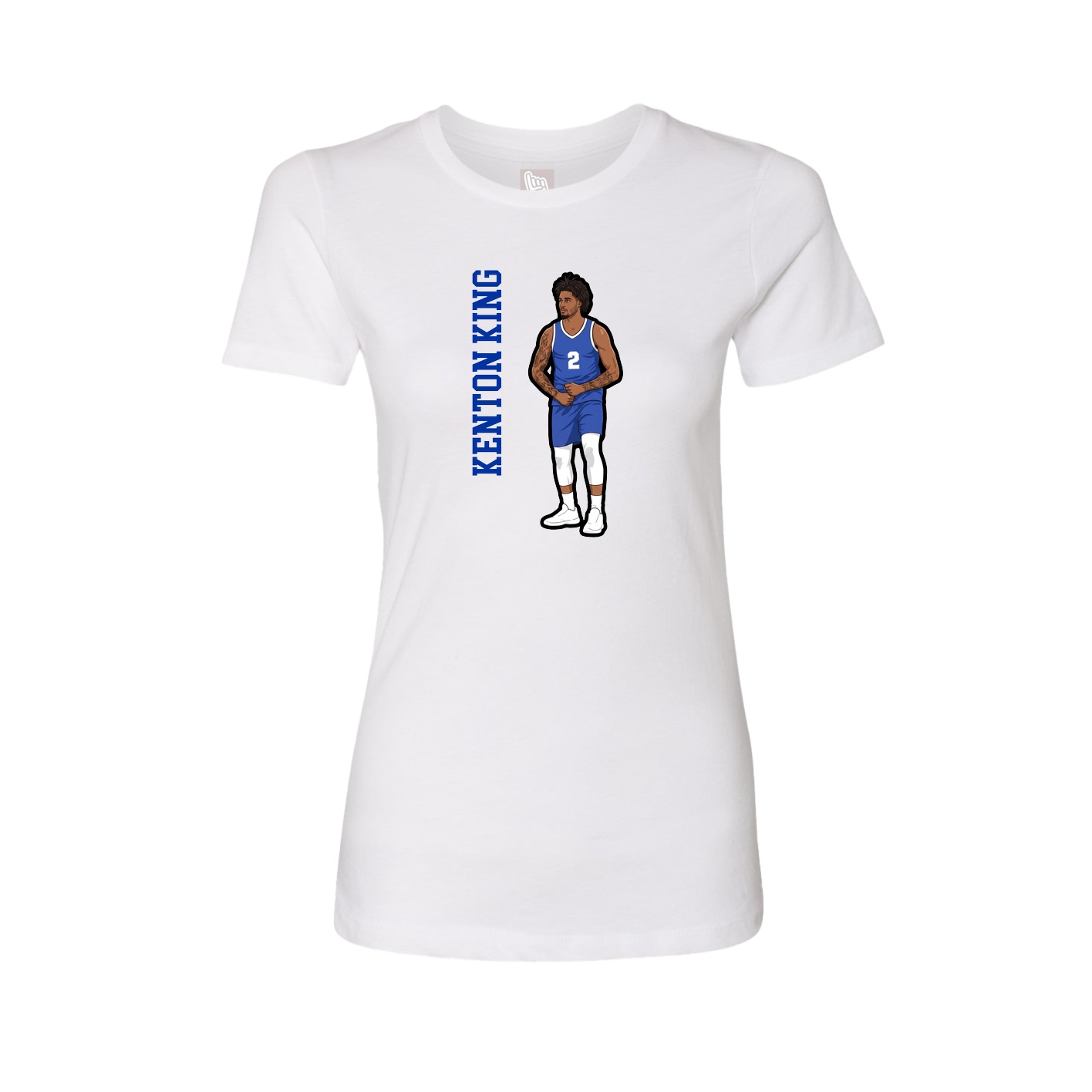 Womens Tee — Name Vertical in White