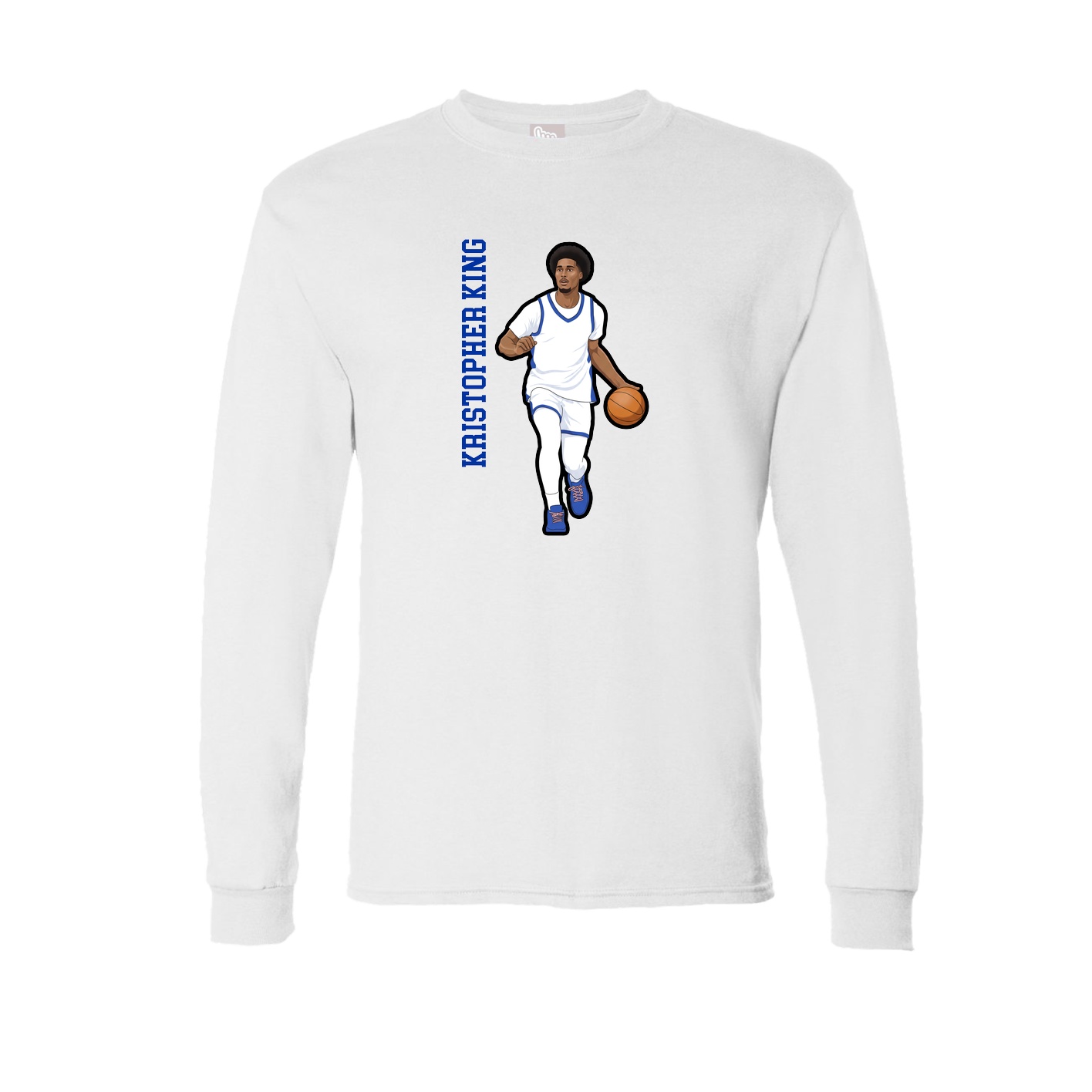 Long Sleeve Tee — Name Vertical in White