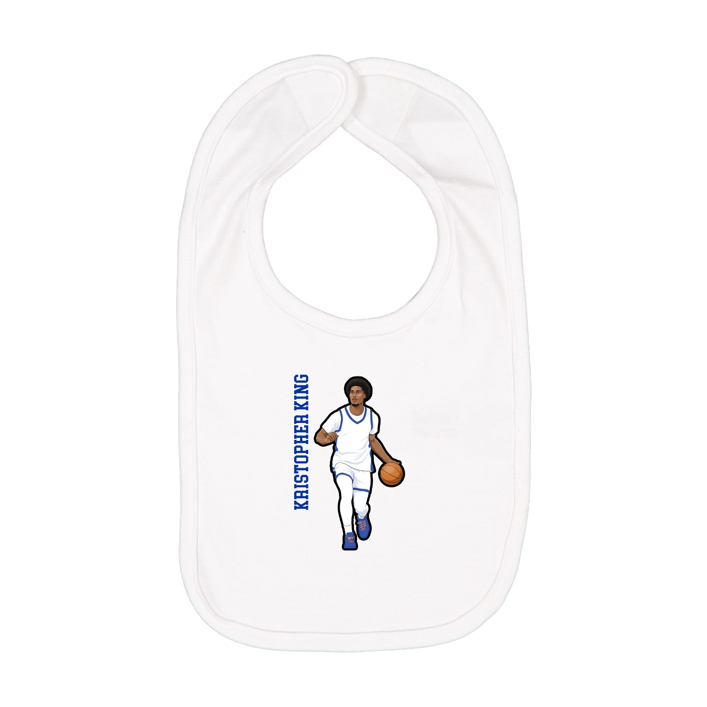Infant Bib — Name Vertical in White