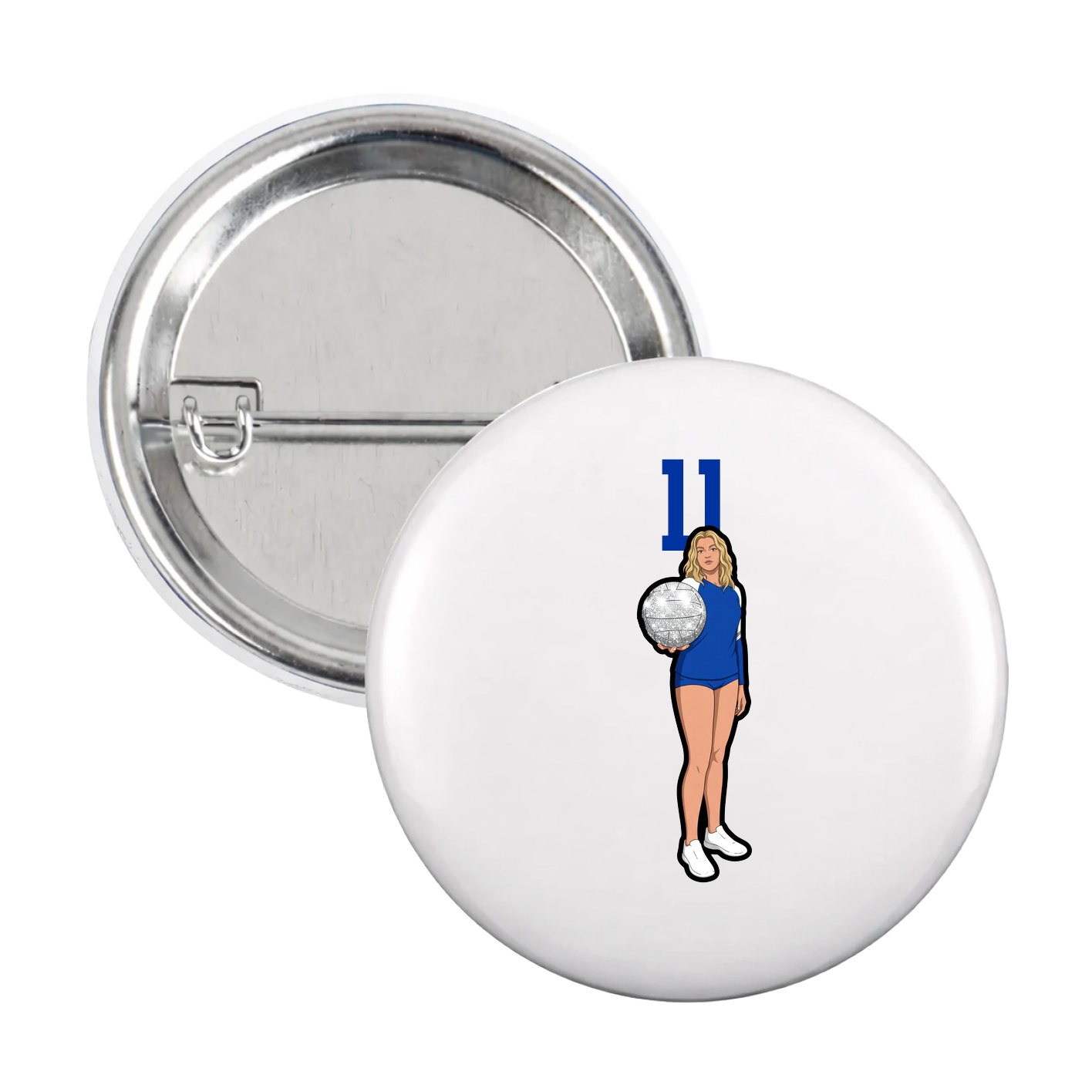 Game Day Button — Number Top in White
