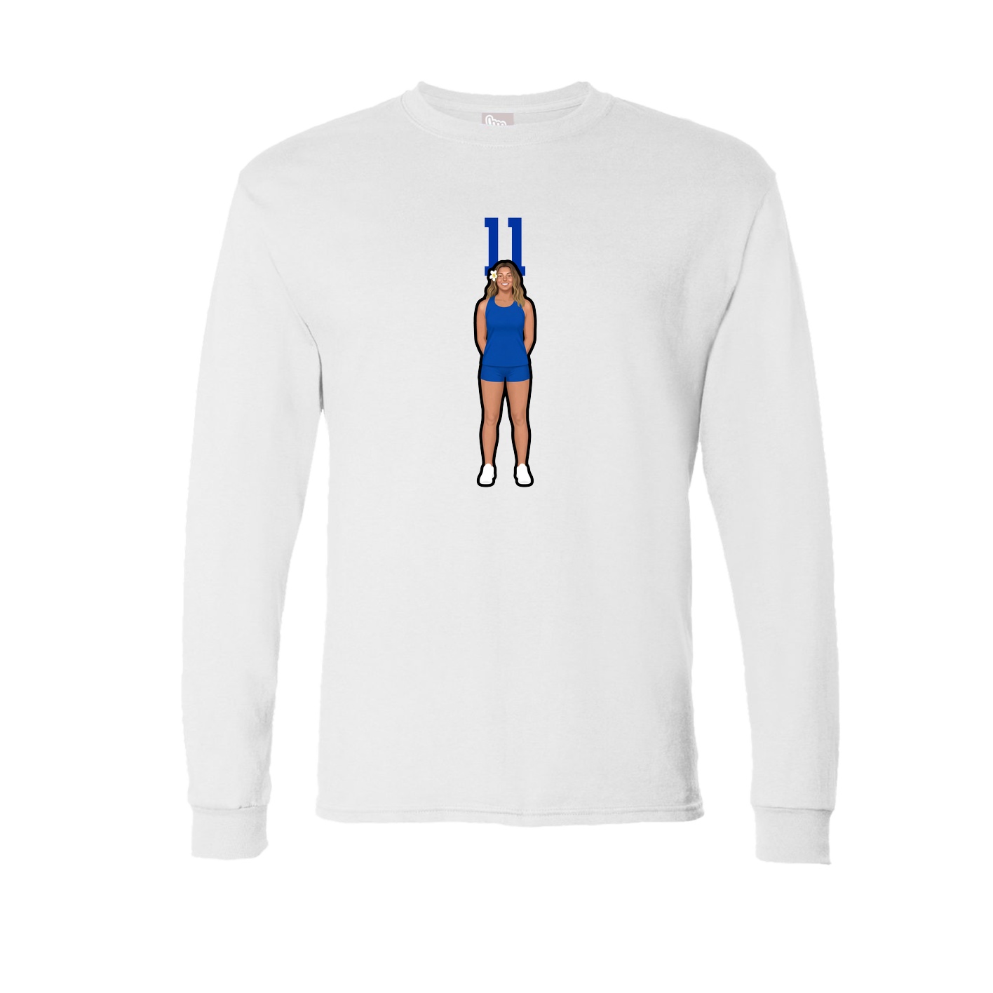 Long Sleeve Tee — Number Top in White