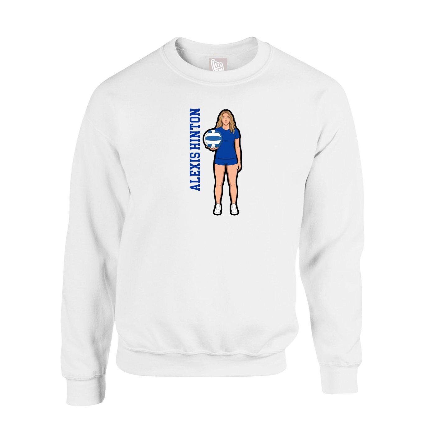 Fleece Crew — Name Vertical in White