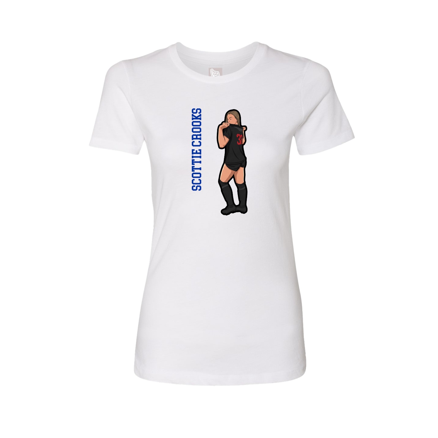 Fitted Women's Tee — Name Vertical in White
