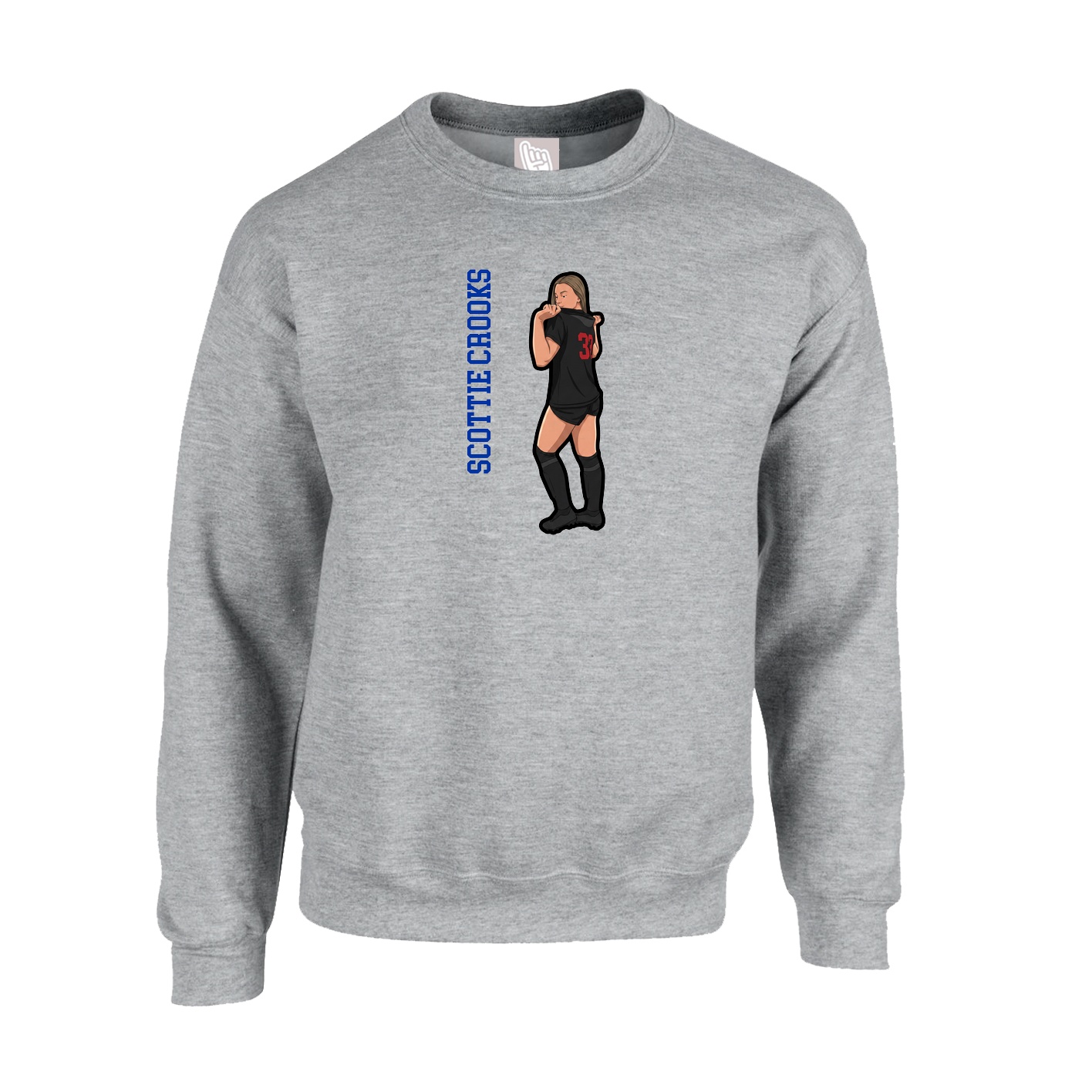 Fleece Crew — Name Vertical in Grey